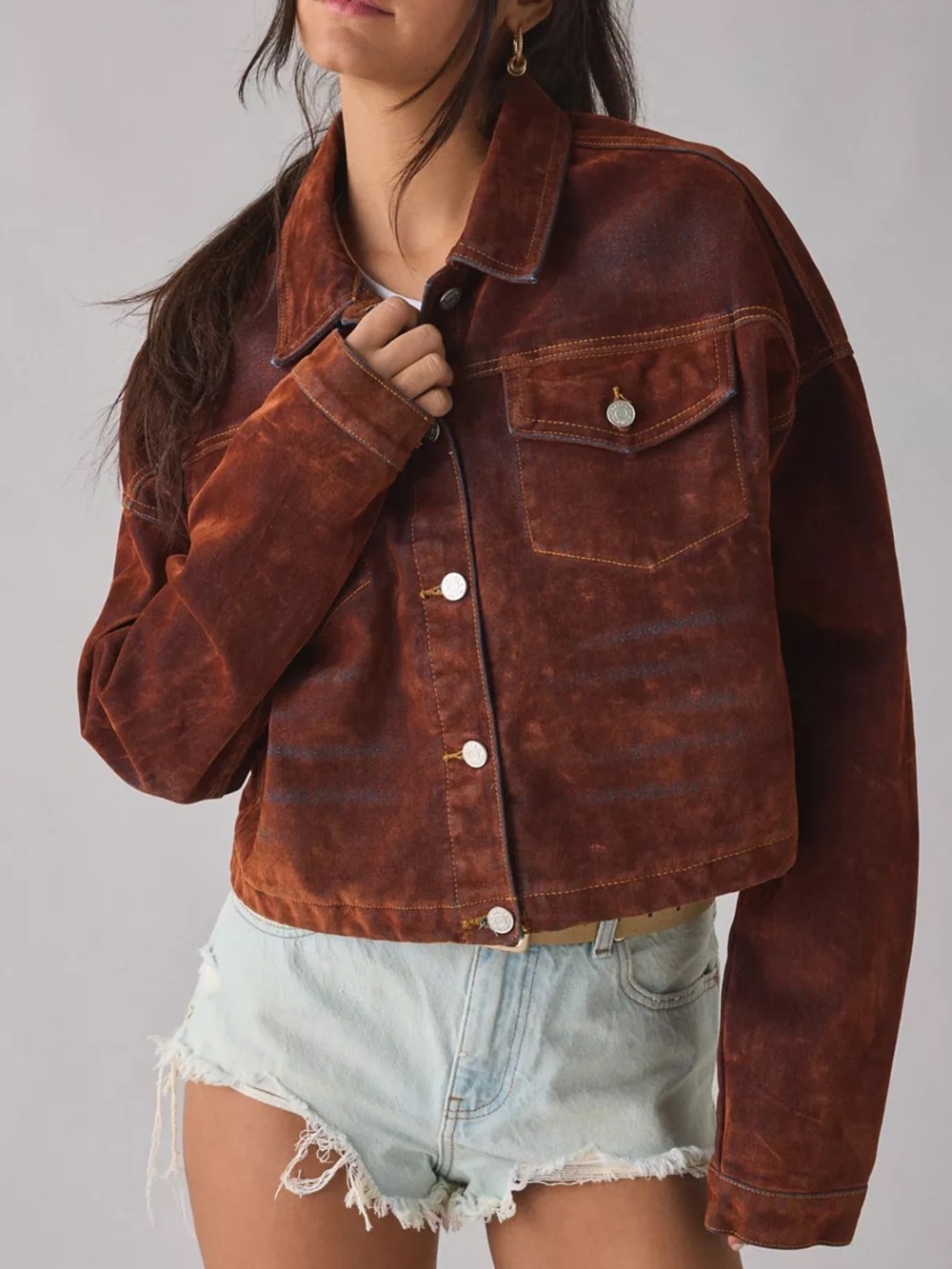 Azalea Wang Sampson Flocked Denim Jacket